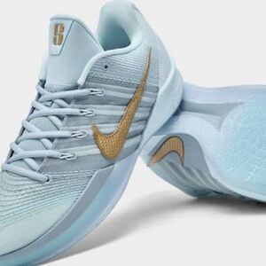 Nike Sabrina 3 Blue Print Pale Basketball Sneakers with Gold Swoosh